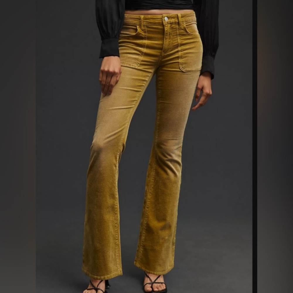 Pilcro Anthropologie The Icon Corduroy Chartreuse Jeans Pants Size 34 NWT